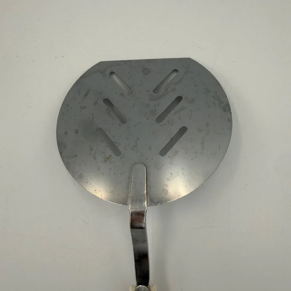 Vintage Stainless Steel Slotted Spatula Turner Fruit Vegetable Pattern Handle